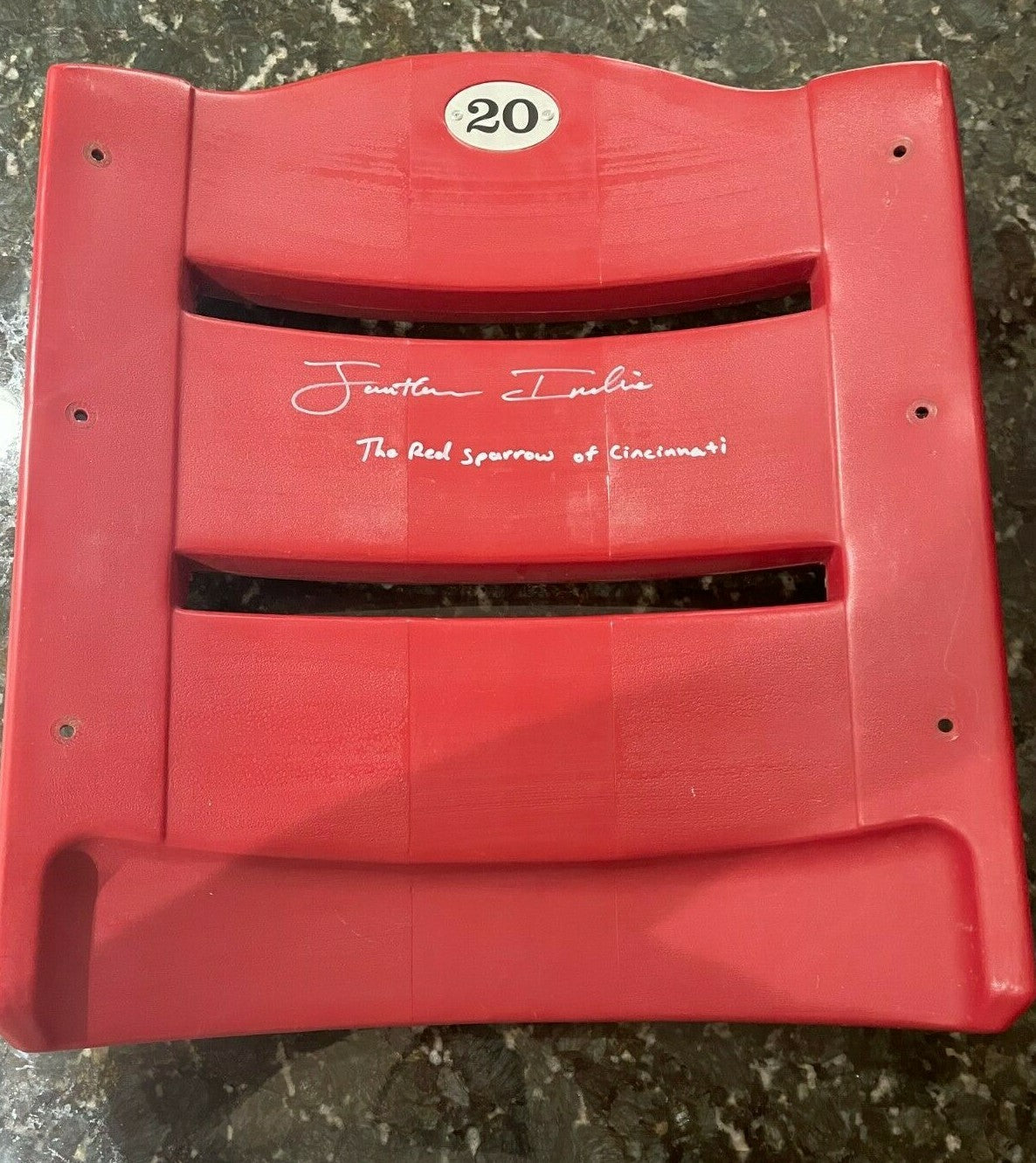 Jonathan India Signed Auto Reds GABP Seat Back JSA W COA + HOLO Red Sparrow Ins.0