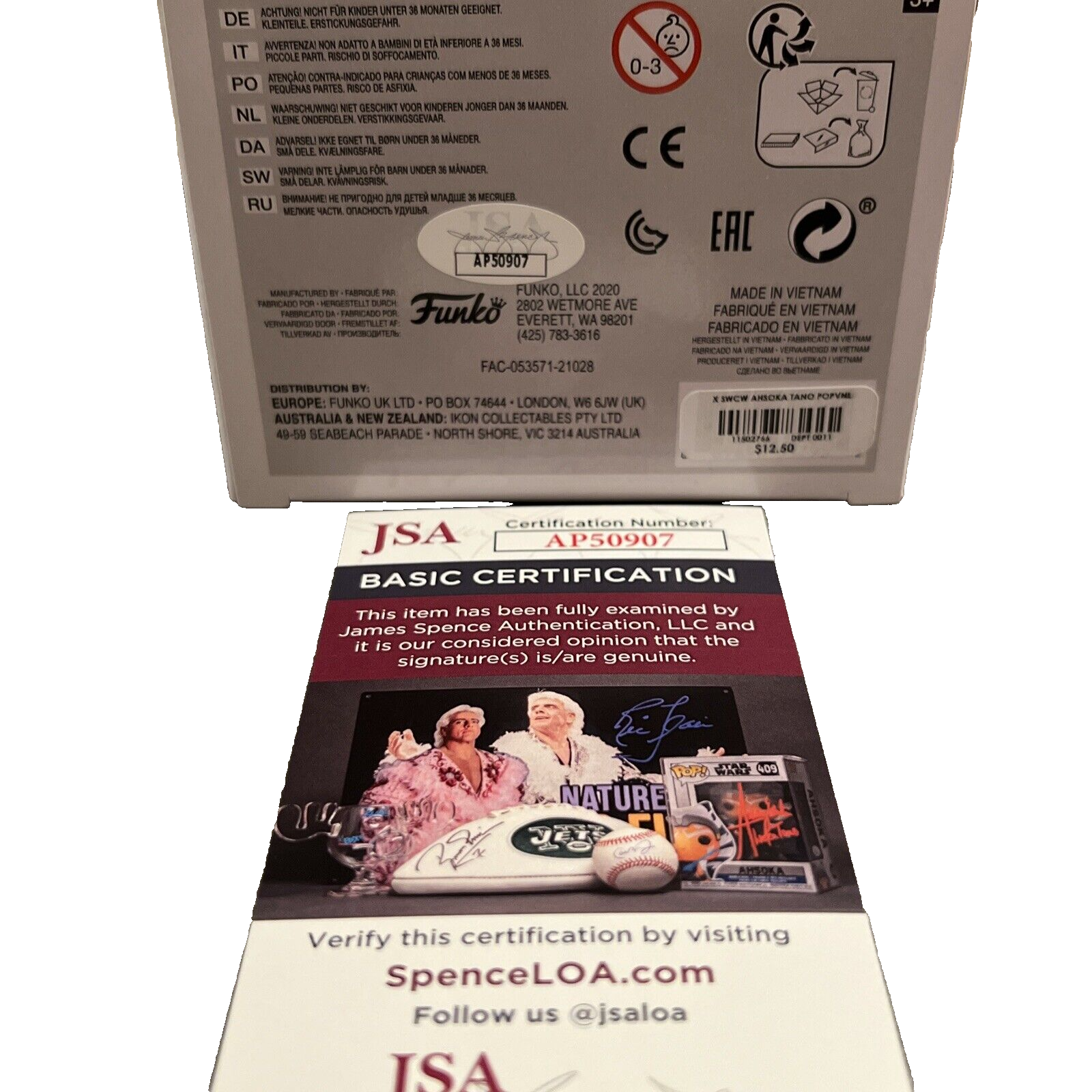 Ashley Eckstein Signed Auto Ahsoka Tano 272 Star Wars Funko Pop w 2 Insc JSA COA3