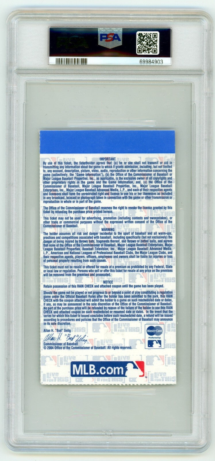 Pedro Martinez Signed 2004 World Series Game 3 Ticket w/ 2 Insc. PSA 10 Auto1
