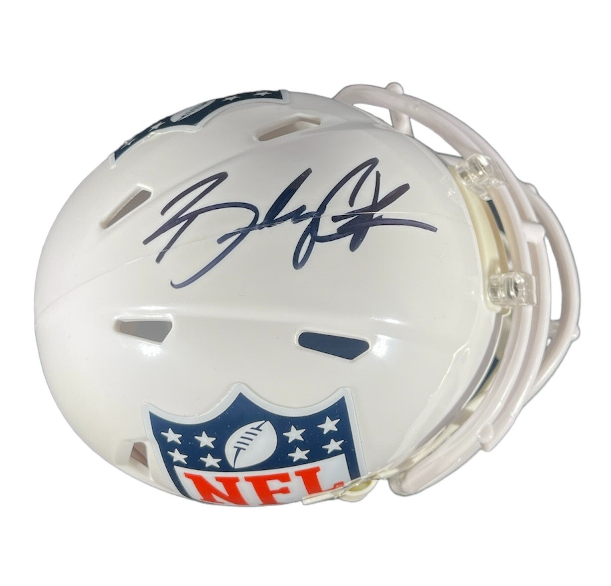 Brady Cook Signed NFL Logo White Mini Helmet w/ Full Name Beckett BAS COA0