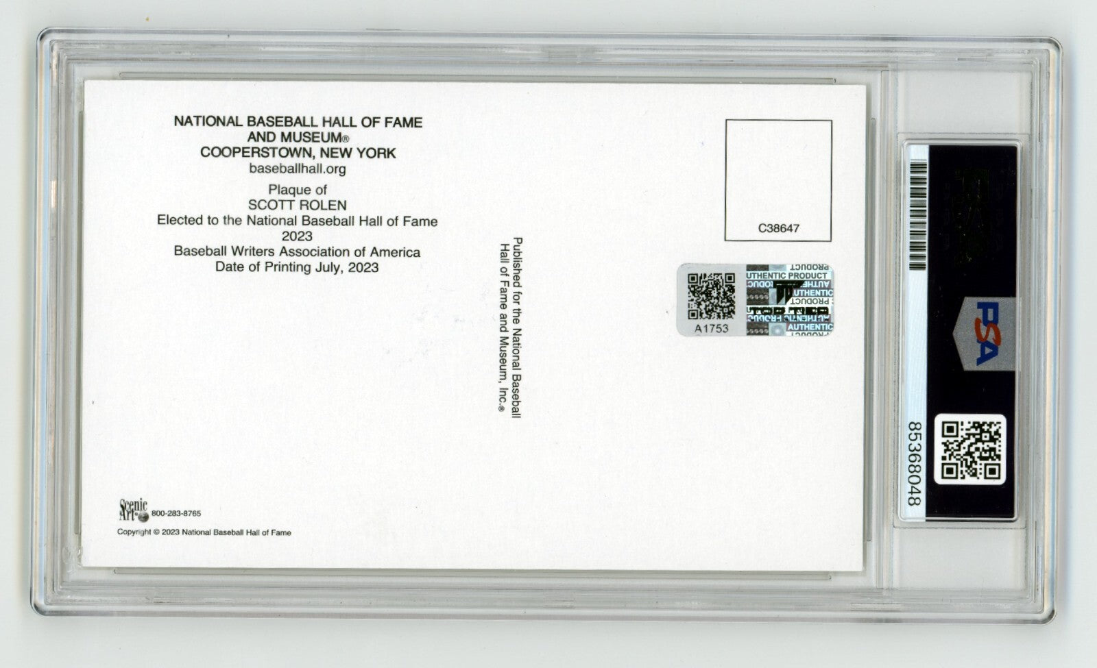 Scott Rolen Signed Yellow HOF Plaque Post Card w/ HOF 23 PSA 10 Auto Steiner1
