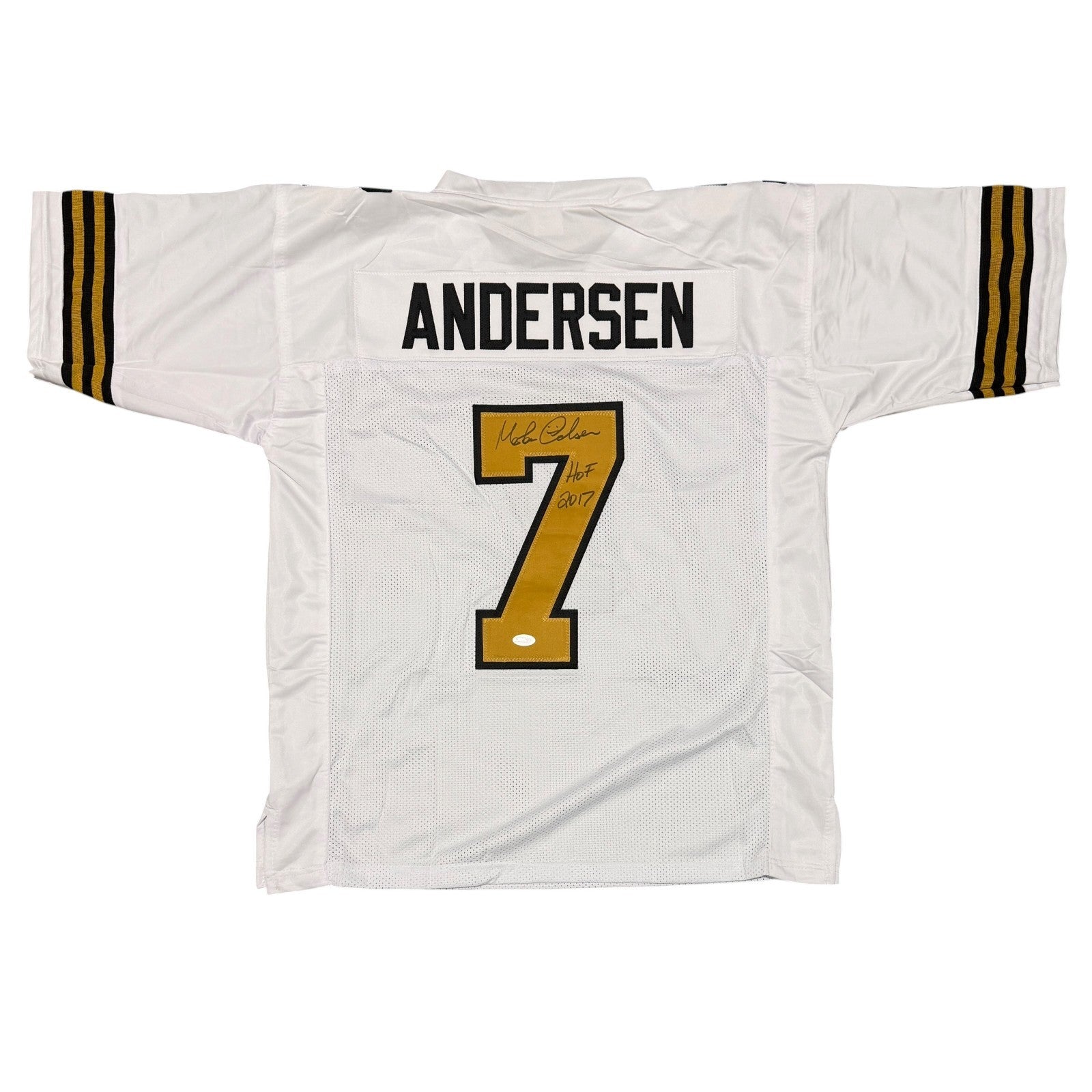 Morten Anderson Signed New Orleans Saints Custom Jersey w/ HOF 2017 JSA Wit COA0