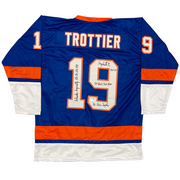 Bryan Trottier Signed Islanders Custom Jersey w/ 5 Insc Beckett Witness BAS COA0