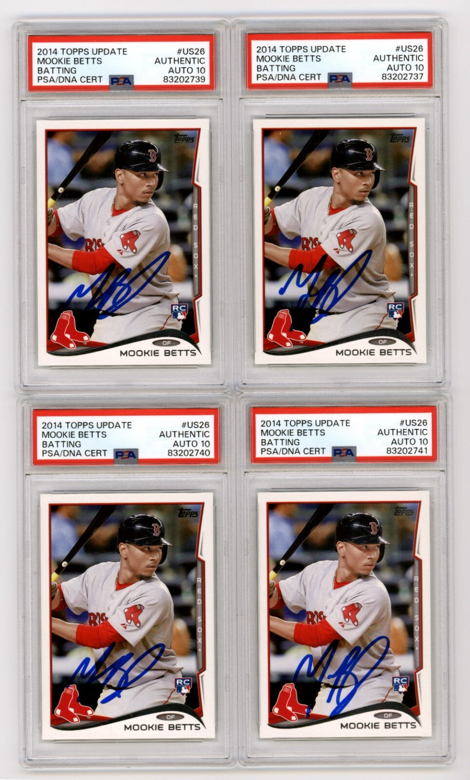 Mookie Betts 2014 Topps Update US26 Rookie RC Signed PSA 10 Auto Red Sox Dodgers1