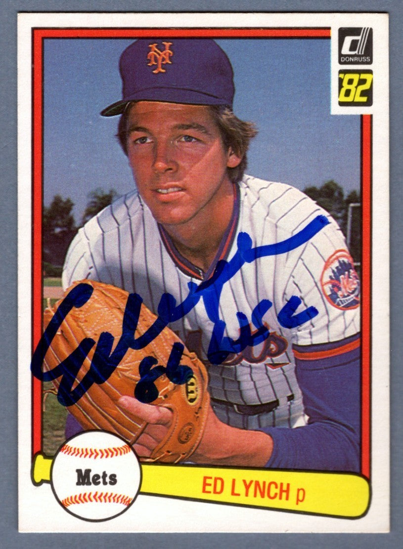 Ed Lynch Signed 1982 Donruss #641 Rookie RC w/ 86 WSC LSCM COA New York Mets0