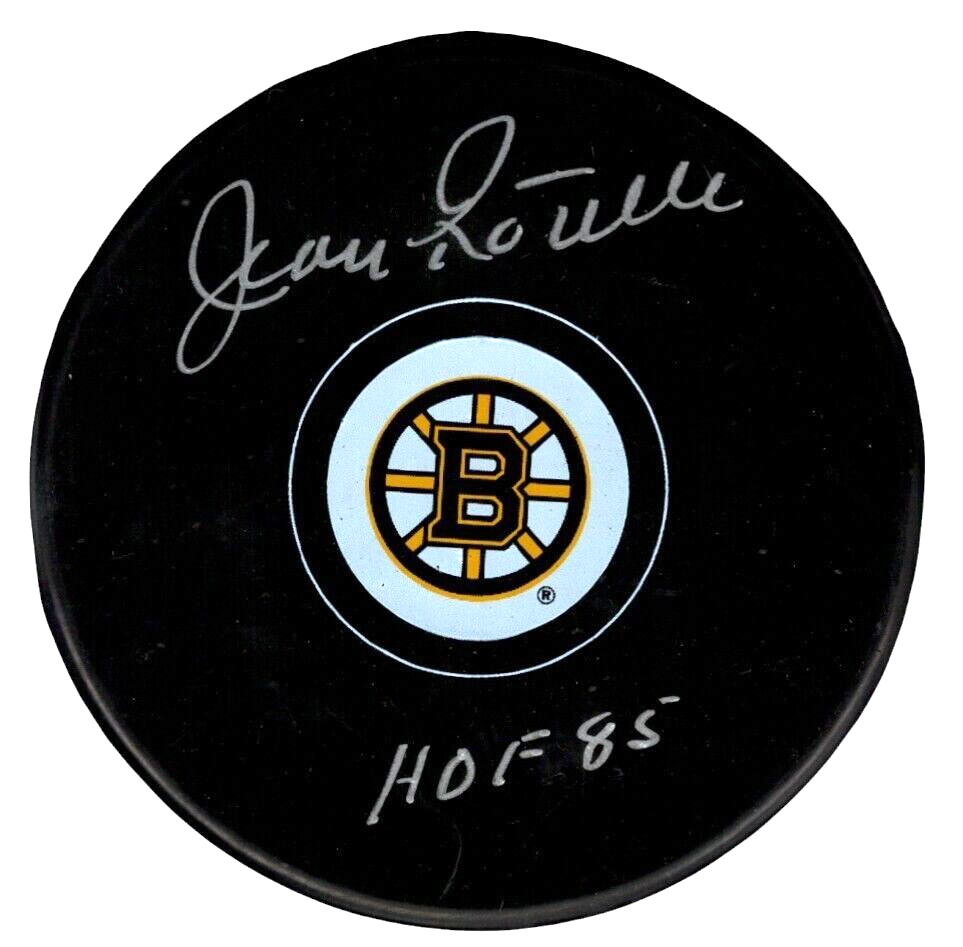 Jean Ratelle Signed Boston Bruins Puck w/ HOF 85 Beckett Witness BAS COA0