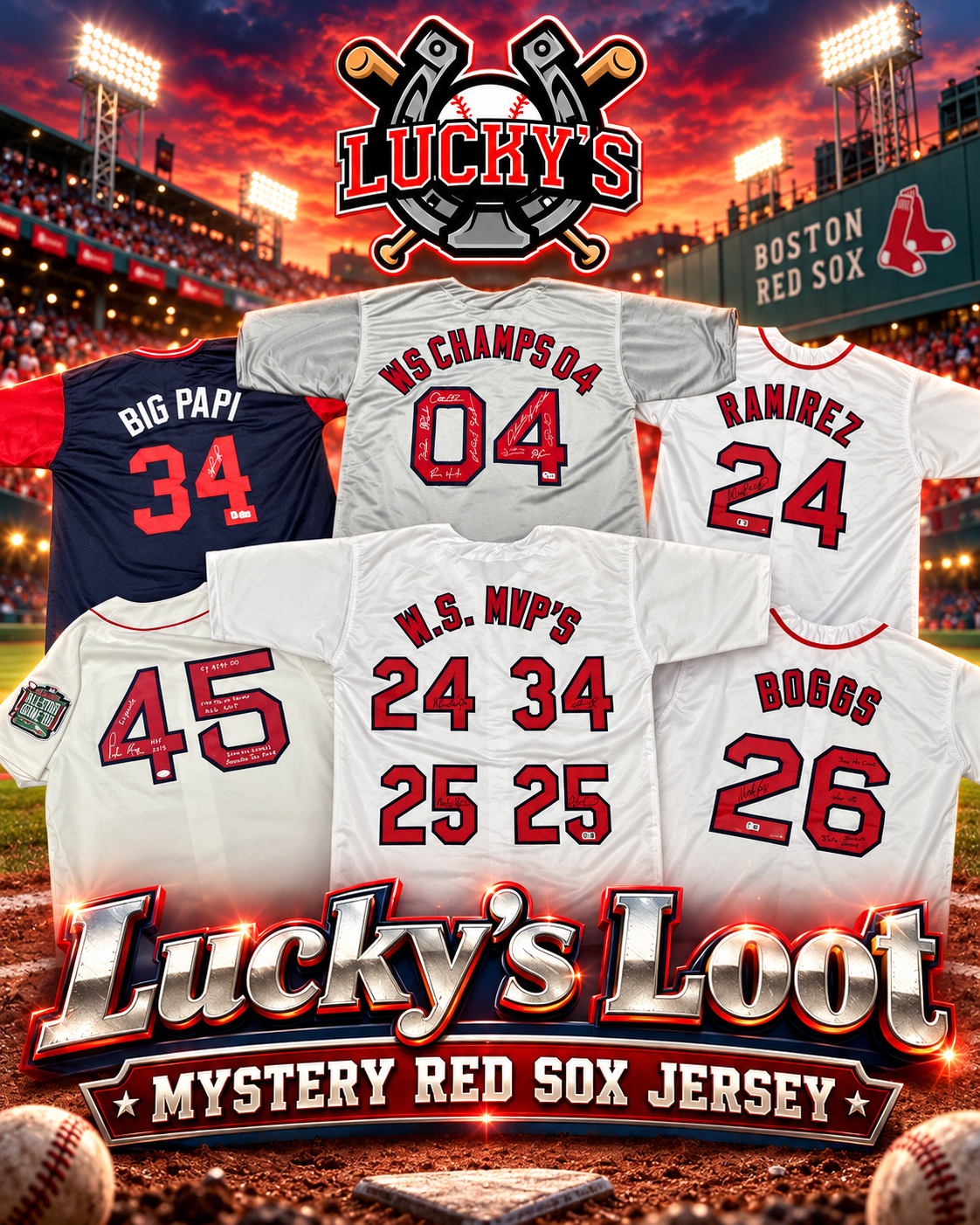 Lucky's Loot Signed Baseball Jersey Mystery Box - Boston Red Sox