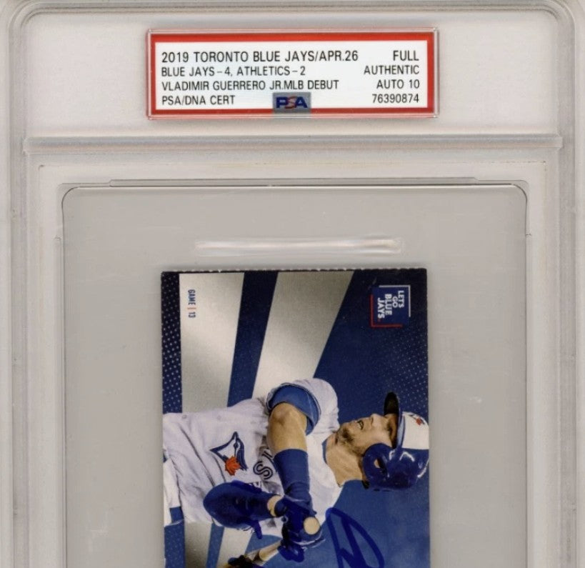 Vladimir Guerrero Jr. Signed MLB Debut & First Hit Full Ticket 2 Ins PSA 10 Auto