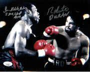 Iran Barkley & Roberto Duran Dual Signed 8x10 Boxing Photo w/ Insc JSA COA