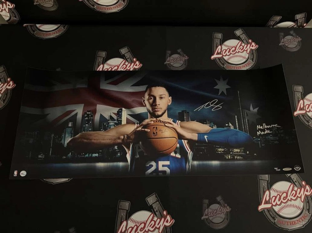 Ben Simmons Signed 36x15 Photo Melbourne Skyline Made Insc. 43/125 UDA COA