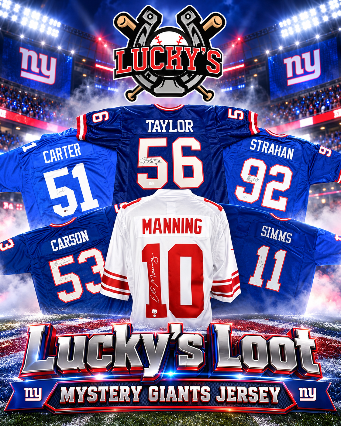 Lucky's Loot Signed Football Jersey Mystery Box - New York Giants