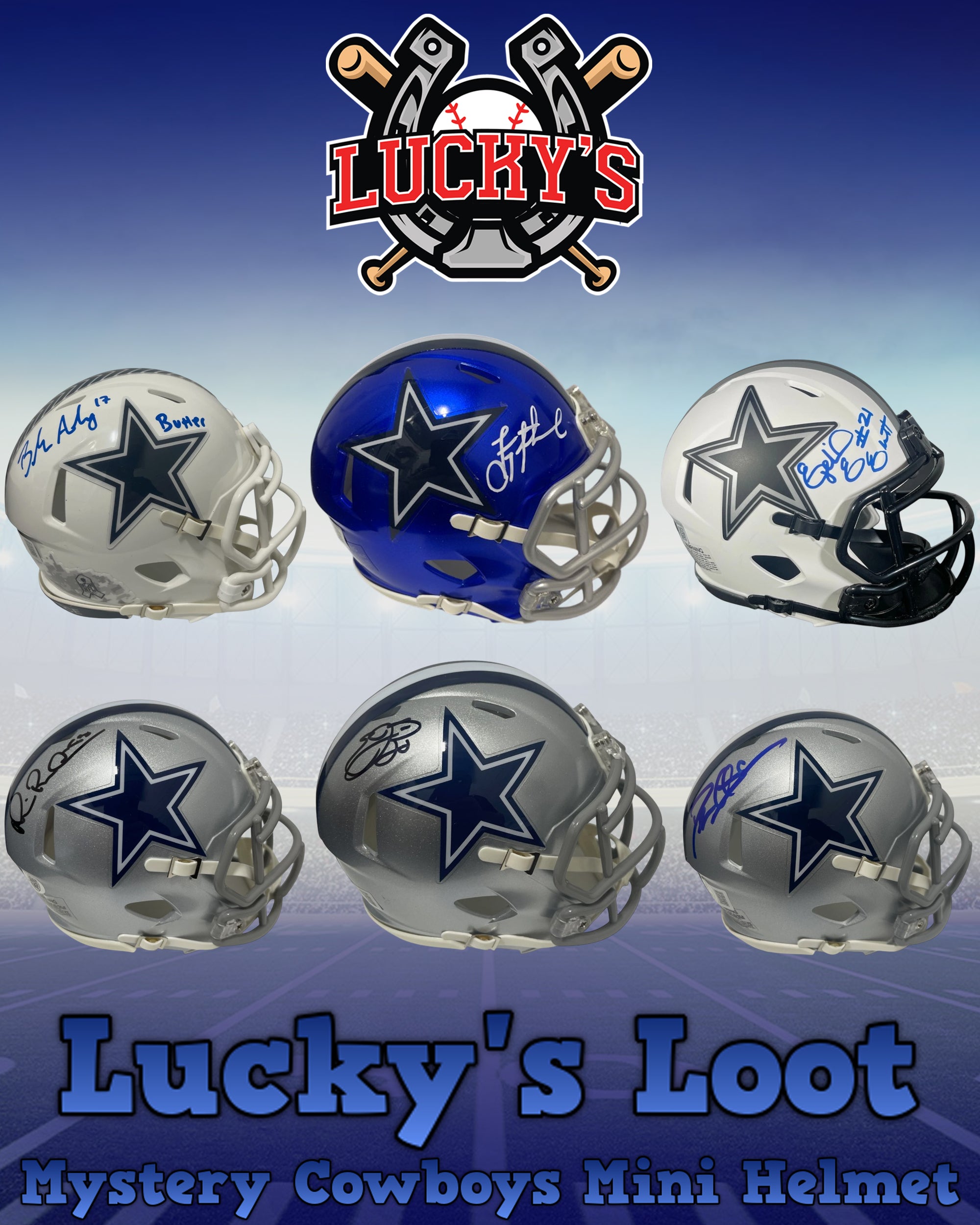 Lucky's Loot Signed Football Mini Helmet Mystery Box - Dallas Cowboys