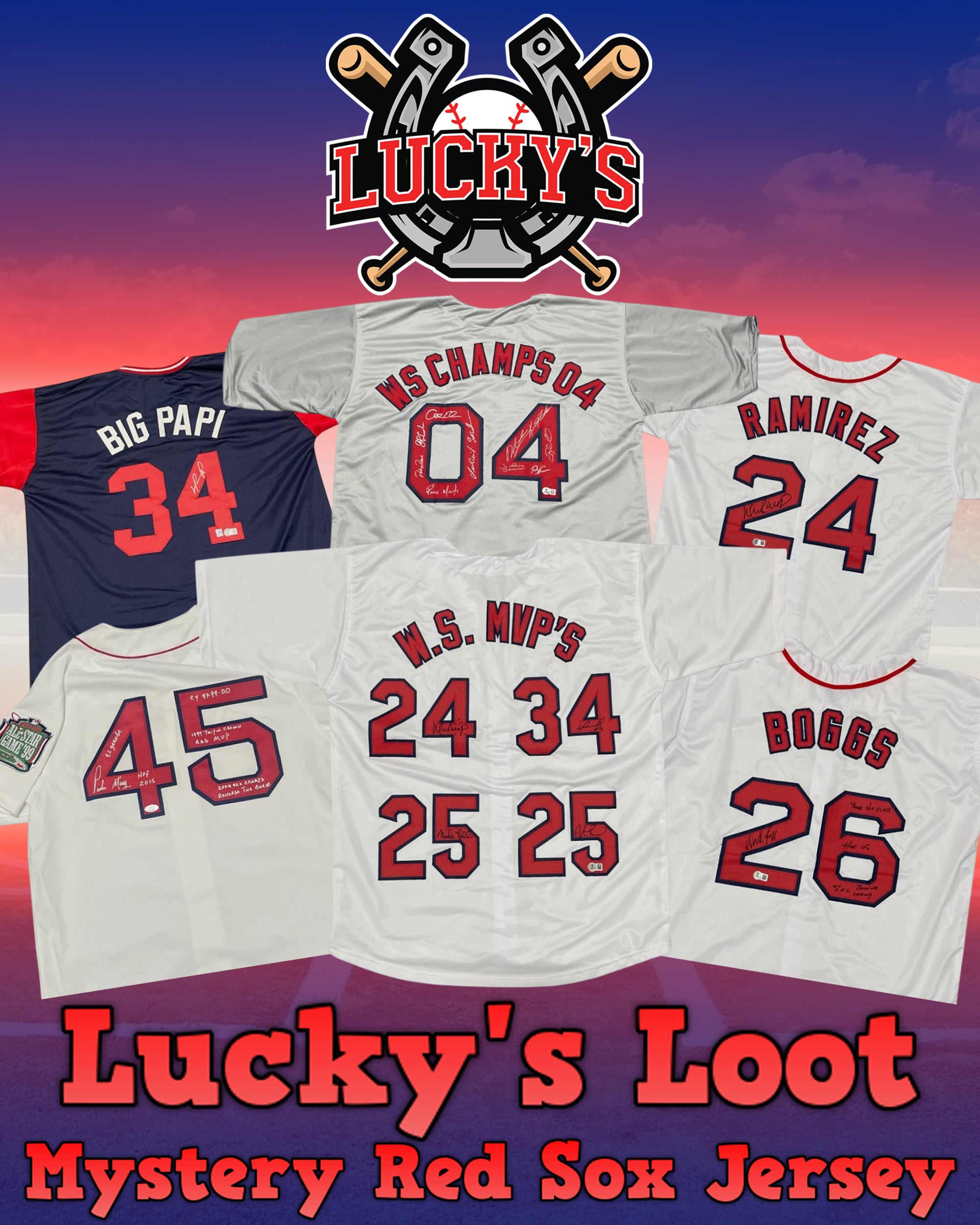Lucky's Loot Signed Baseball Jersey Mystery Box - Boston Red Sox