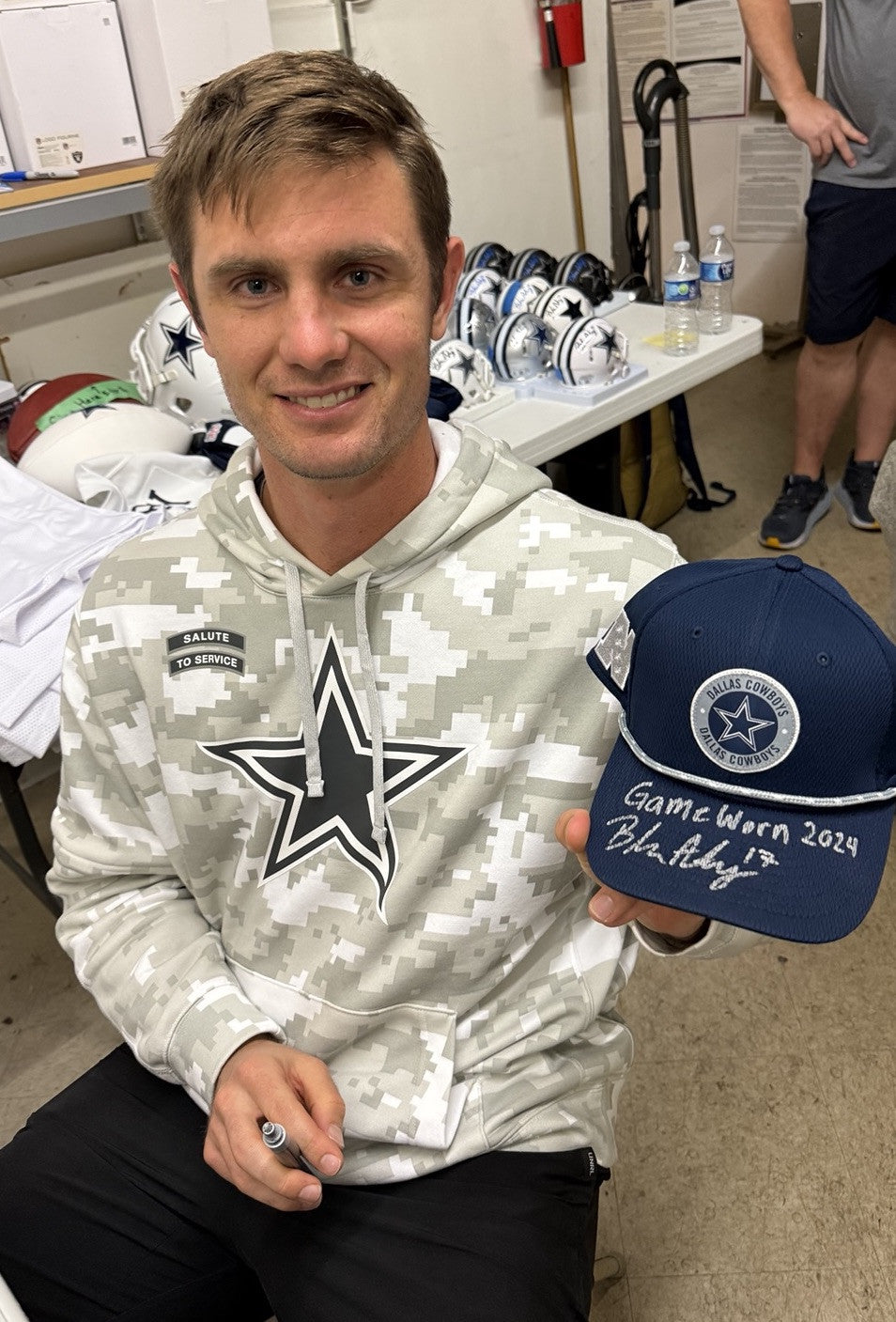 Brandon Aubrey Signed Auto Game Worn 2024 Cowboys Hat Beckett BAS COA #15