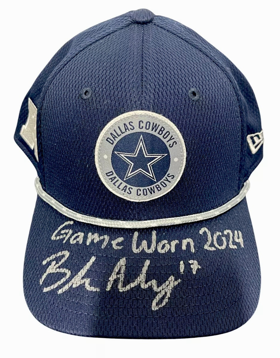 Brandon Aubrey Signed Auto Game Worn 2024 Cowboys Hat vs ATL Beckett BAS COA #40
