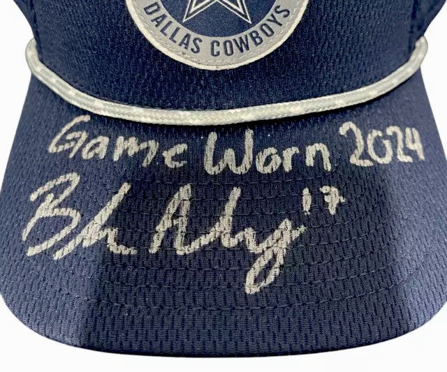 Brandon Aubrey Signed Auto Game Worn 2024 Cowboys Hat vs ATL Beckett BAS COA #41