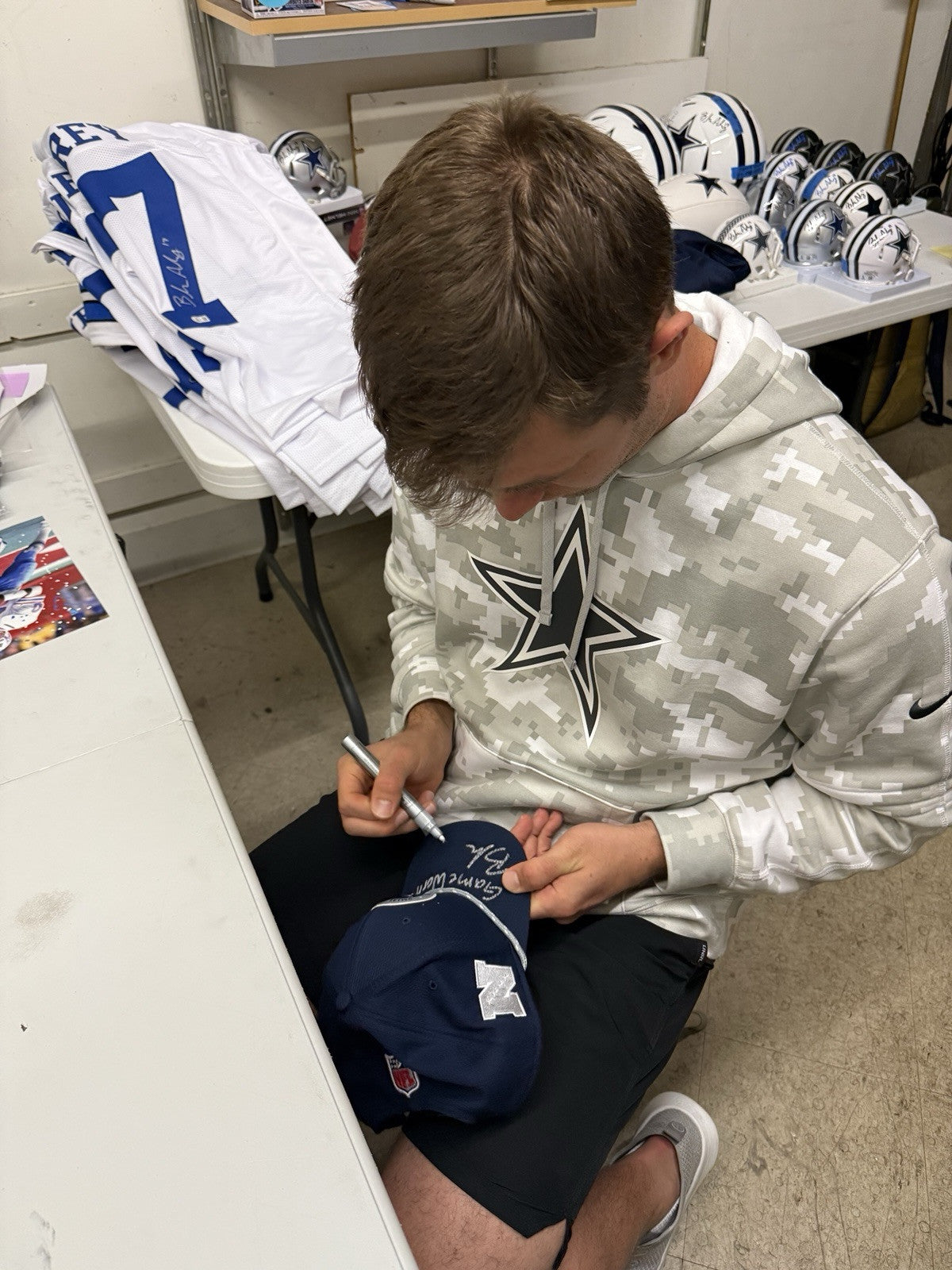 Brandon Aubrey Signed Auto Game Worn 2024 Cowboys Hat vs ATL Beckett BAS COA #47