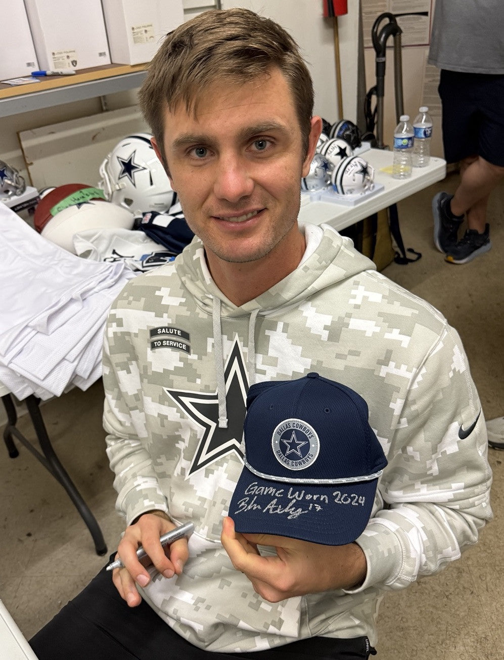 Brandon Aubrey Signed Auto Game Worn 2024 Cowboys Hat Beckett BAS COA #25